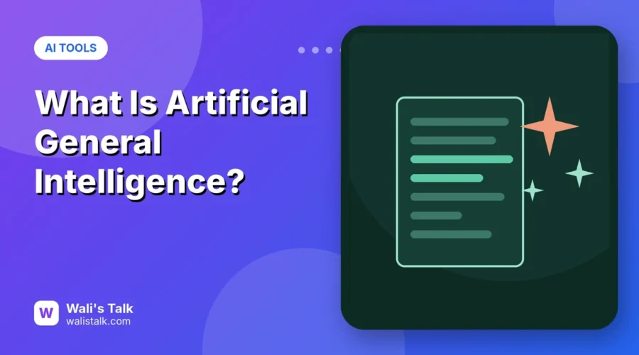Illustration of an AI document with sparkles for artificial general intelligence