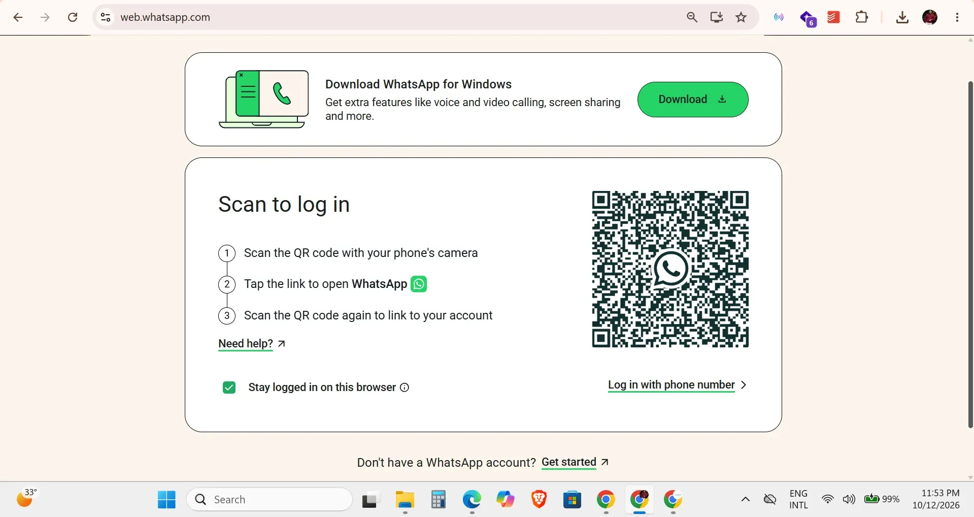 WhatsApp Linked devices screen on Android with the Link a device button