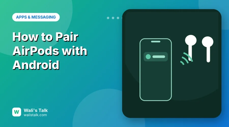 Illustration of an Android phone connecting to a pair of white earbuds