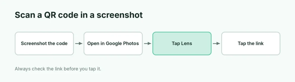 Steps to scan a QR code from a screenshot on Android