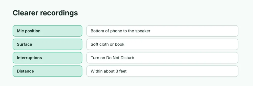 Tips for clearer recordings on Android