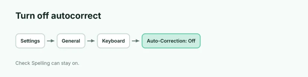 Steps to turn off autocorrect