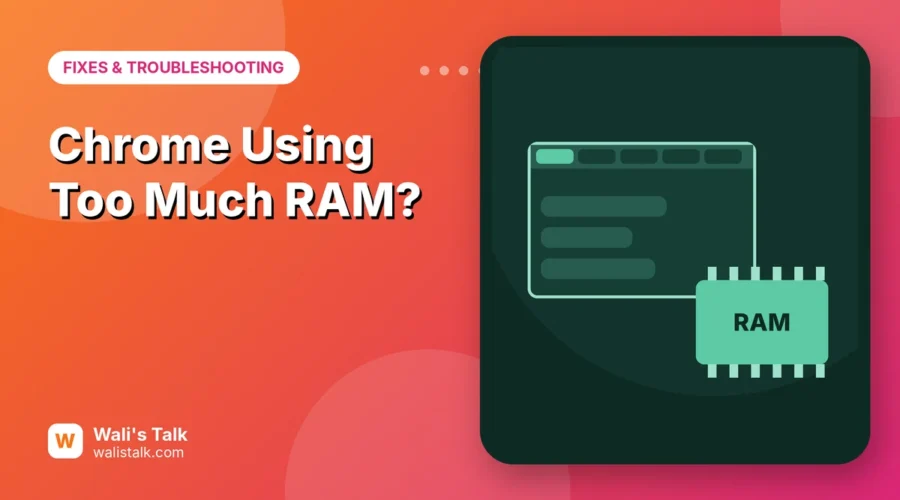 Illustration of a browser window with many tabs next to a RAM chip