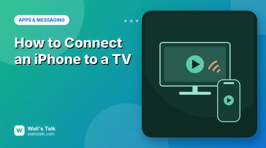 Illustration of an iPhone sending a video wirelessly to a TV