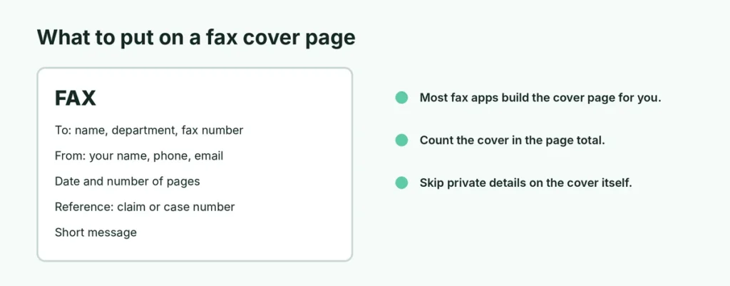 Checklist of what to include on a fax cover page
