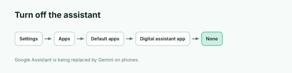 Steps to set the default assistant to None