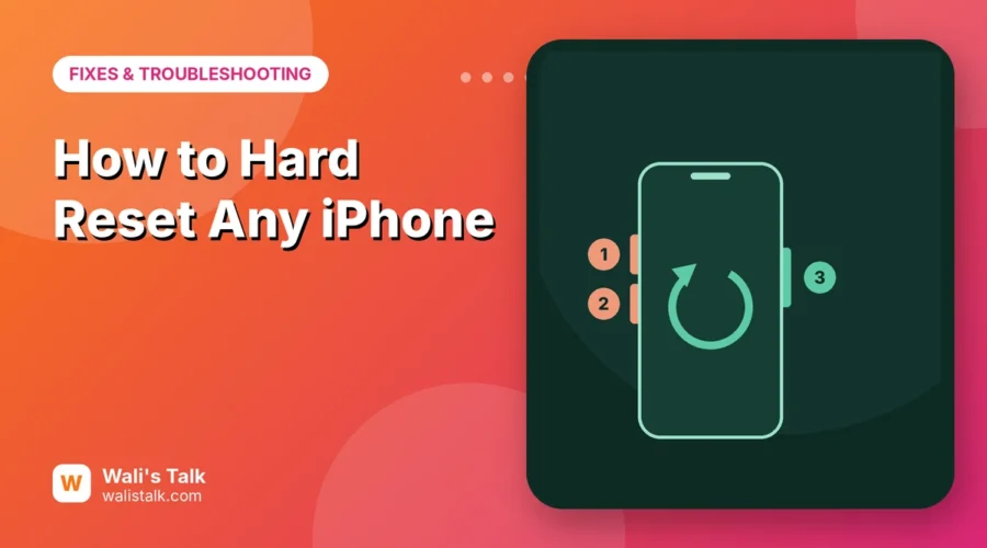 Illustration of an iPhone with highlighted volume and side buttons and a restart arrow