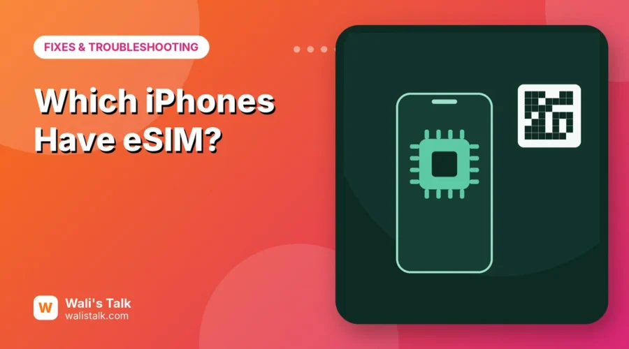 Illustration of an iPhone with a SIM chip icon and a QR code