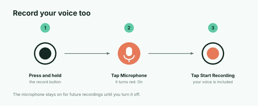 How to turn on the microphone for an iPhone screen recording