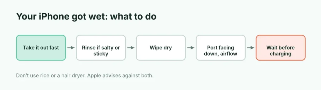 Steps to take when an iPhone gets wet