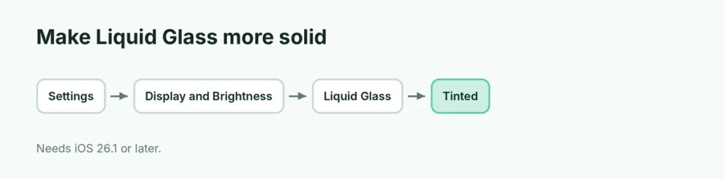 Steps to set Liquid Glass to Tinted