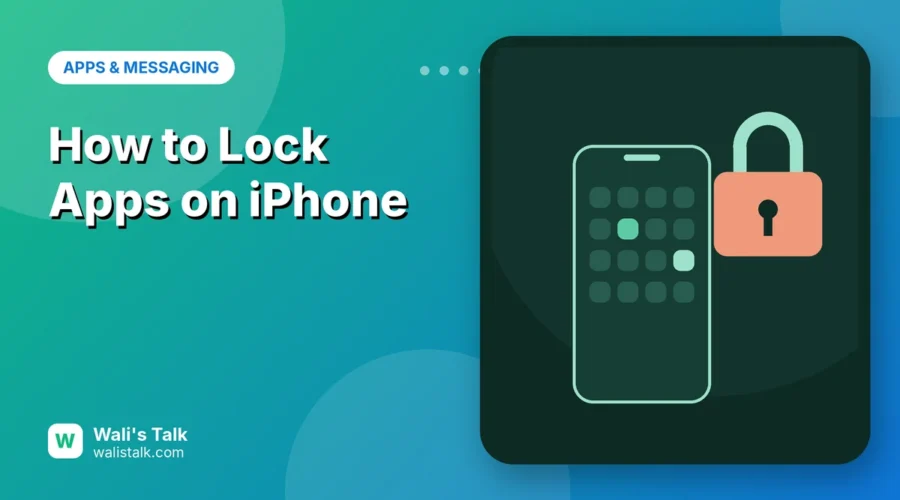 Illustration of an iPhone home screen with a padlock over an app
