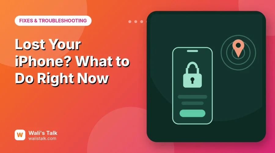 Illustration of a locked iPhone in Lost Mode next to a location pin