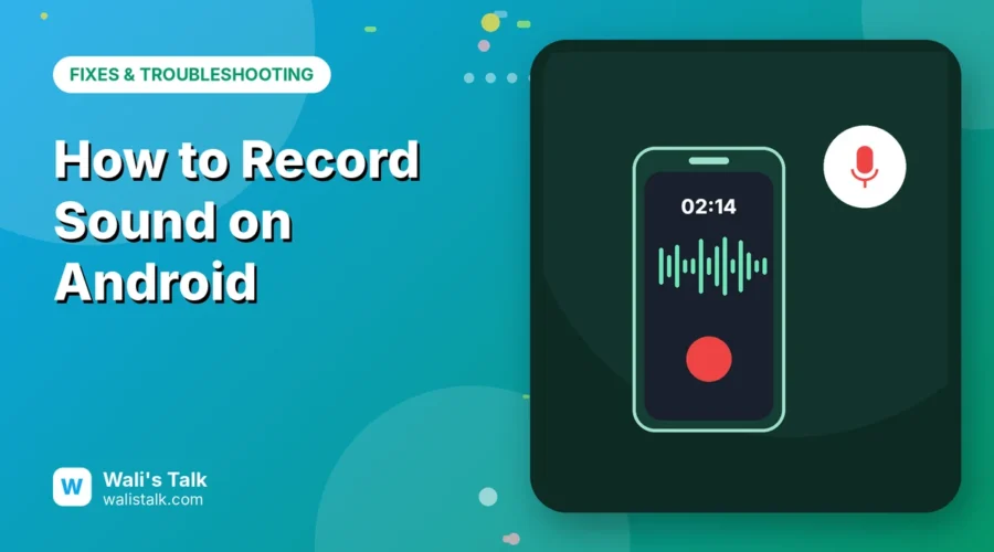 Illustration of a phone recording audio with a waveform and red record button