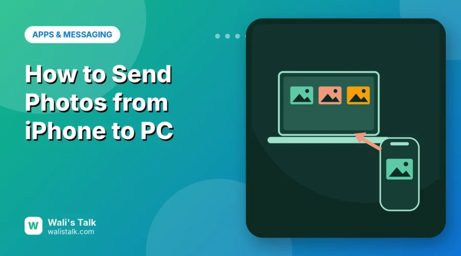Illustration of photos moving from an iPhone to a laptop