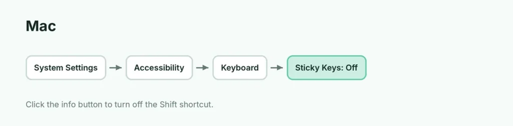 Steps to turn off Sticky Keys on Mac
