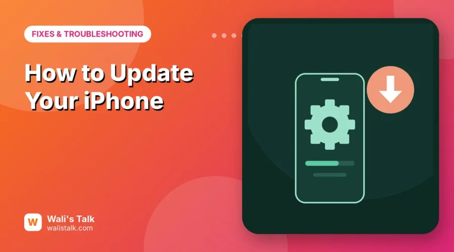 Illustration of an iPhone installing a software update with a download arrow