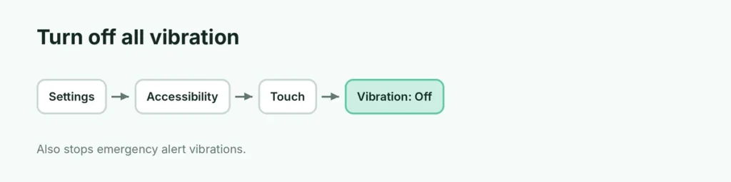 Steps to turn off all vibration