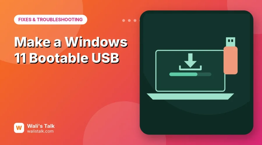 Illustration of a laptop installing an operating system from a USB flash drive